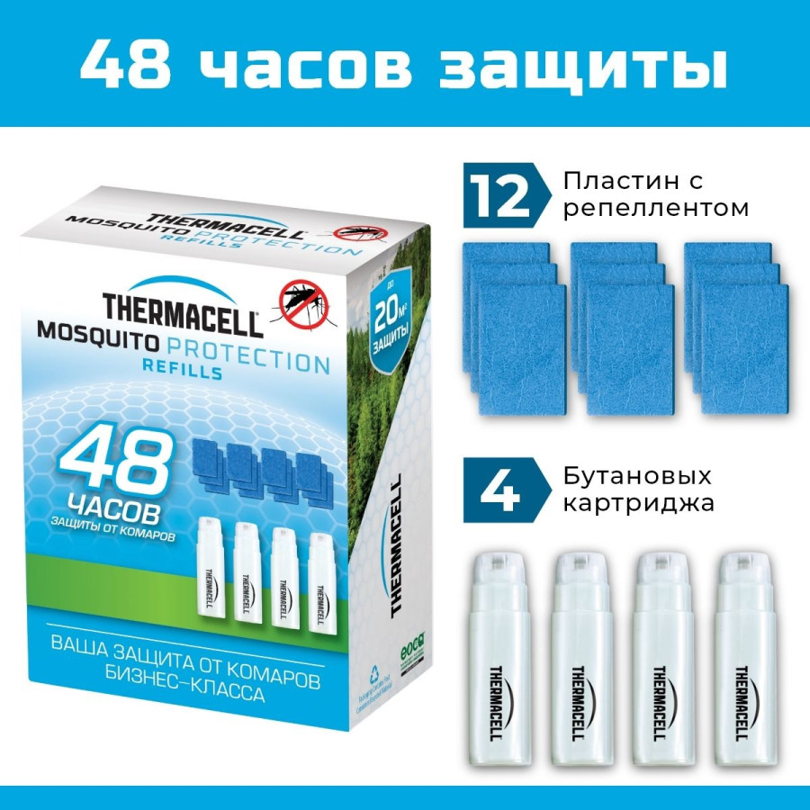 bivaliy_Набор запасной Thermacell (4 газовых картриджа + 12 пластин)