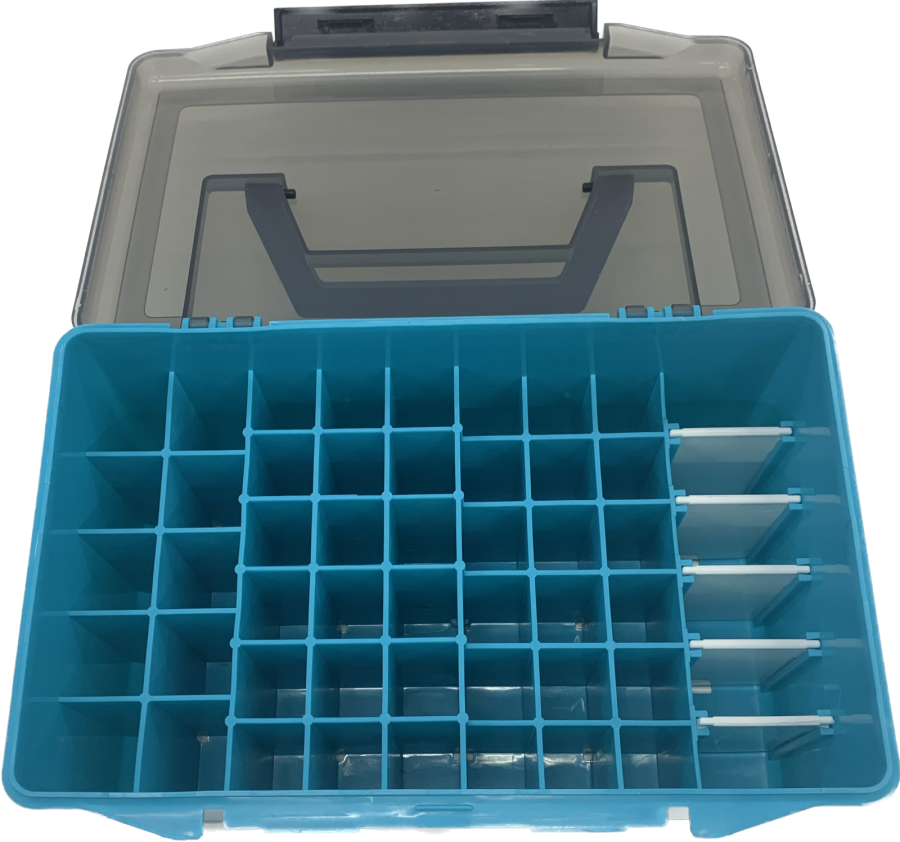 bivaliy_ящик для снастей "ящик для снастей голубой, с вертикальными маленькими разделами"/ #/ДМ/