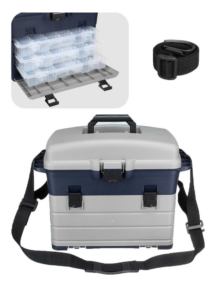 bivaliy_ящик для снастей HS-320 200х320х360 с тремя коробками для приманок/серый/ДМ/